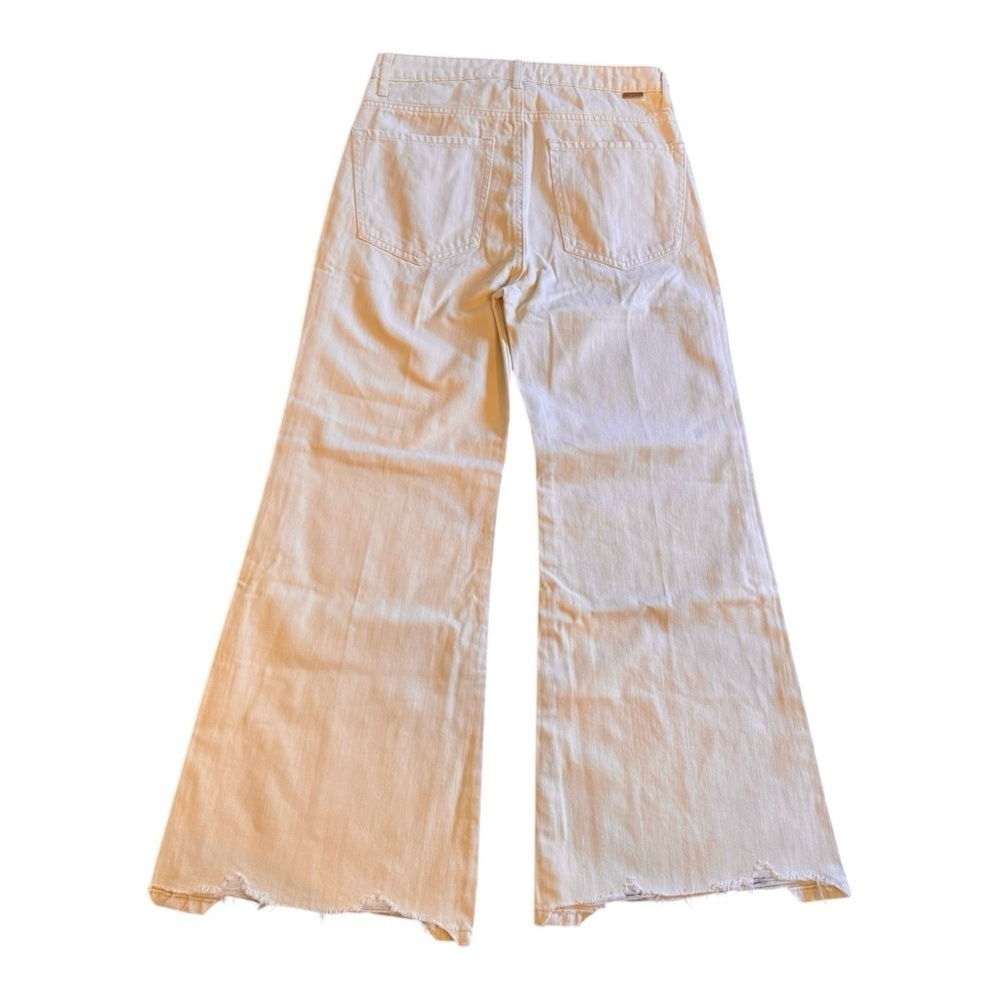 TRACTR Wide Leg Distressed Hem Denim Pants in Cream NWT - Picture 6 of 7